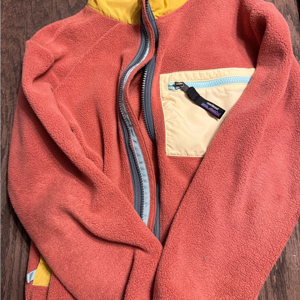 Patagonia Seychelles Kids Fleece Jacket - Rust and Mustard